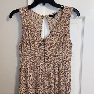 American Eagle Floral Jumpsuit Pink Cream Tank Smock